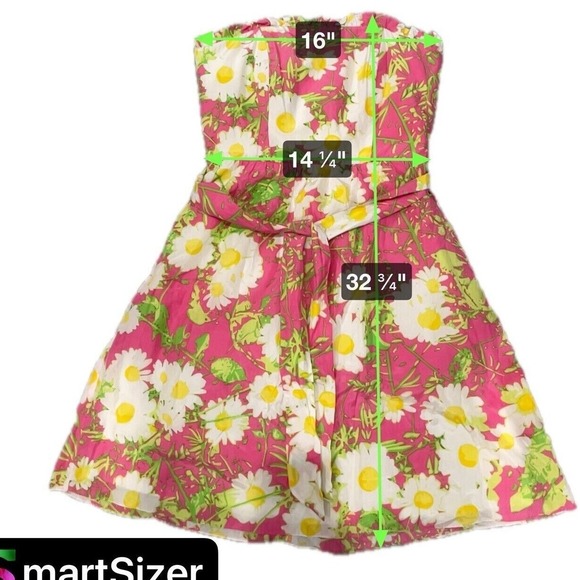 Lilly Pulitzer Briddie Strapless Hottie Pink Daisy Print Mini Dress Fit & Flare - Picture 13 of 13